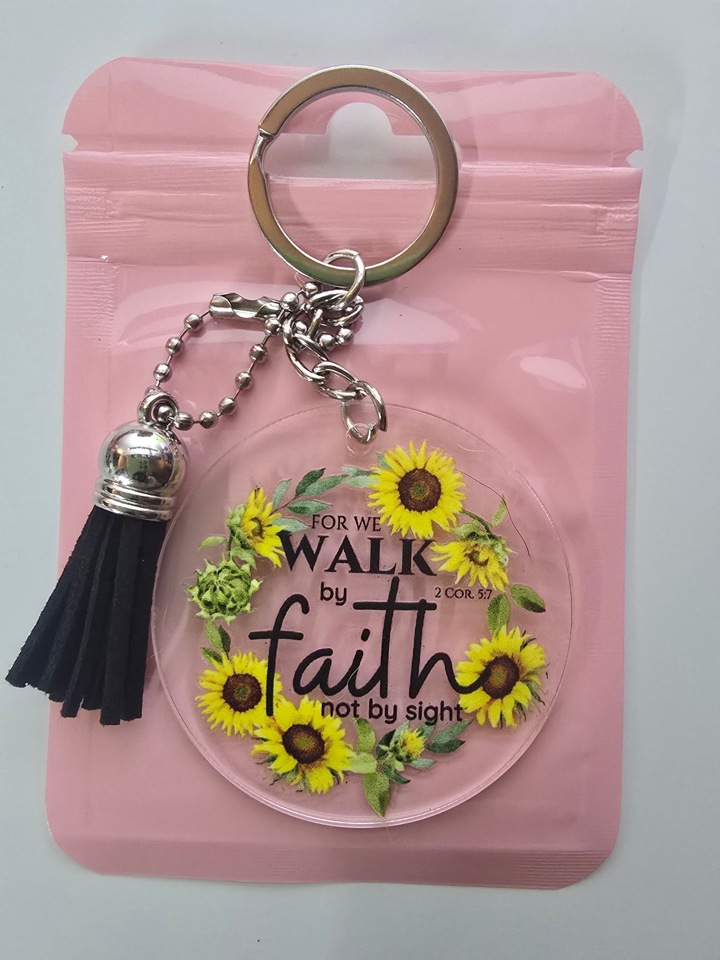 For We Walk By Faith Not By Sight Keychain