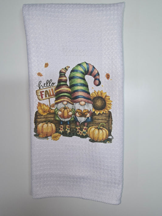 Hello Fall Gnomes Kitchen Towel -  16" x 24"