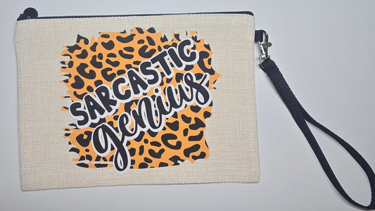 Sarcastic Genius Cosmetic Bag with Black Strap