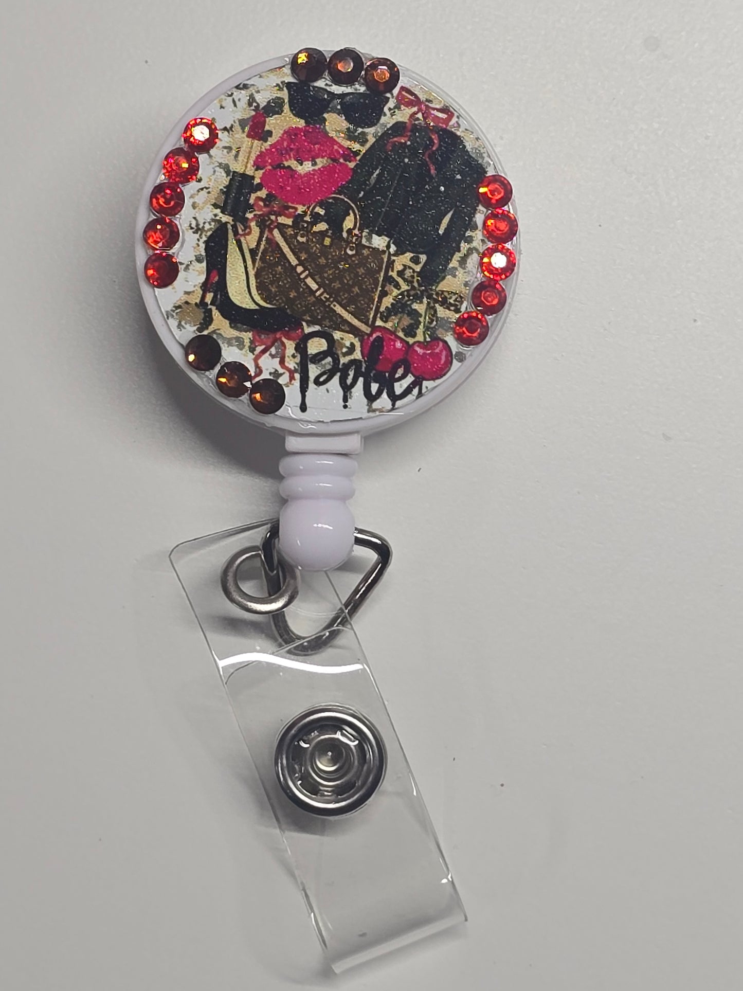 Babe, Jacket, Purse, Lips, Babe Retractable Badge Reel