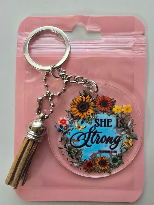 She Is Strong Keychain