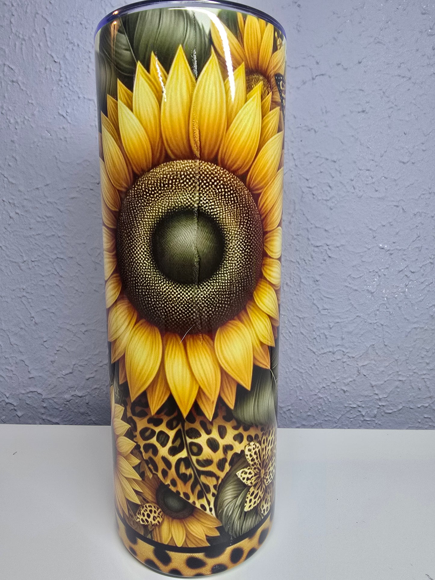 Sunflower with Catprint Butterflies- 20oz Tumbler
