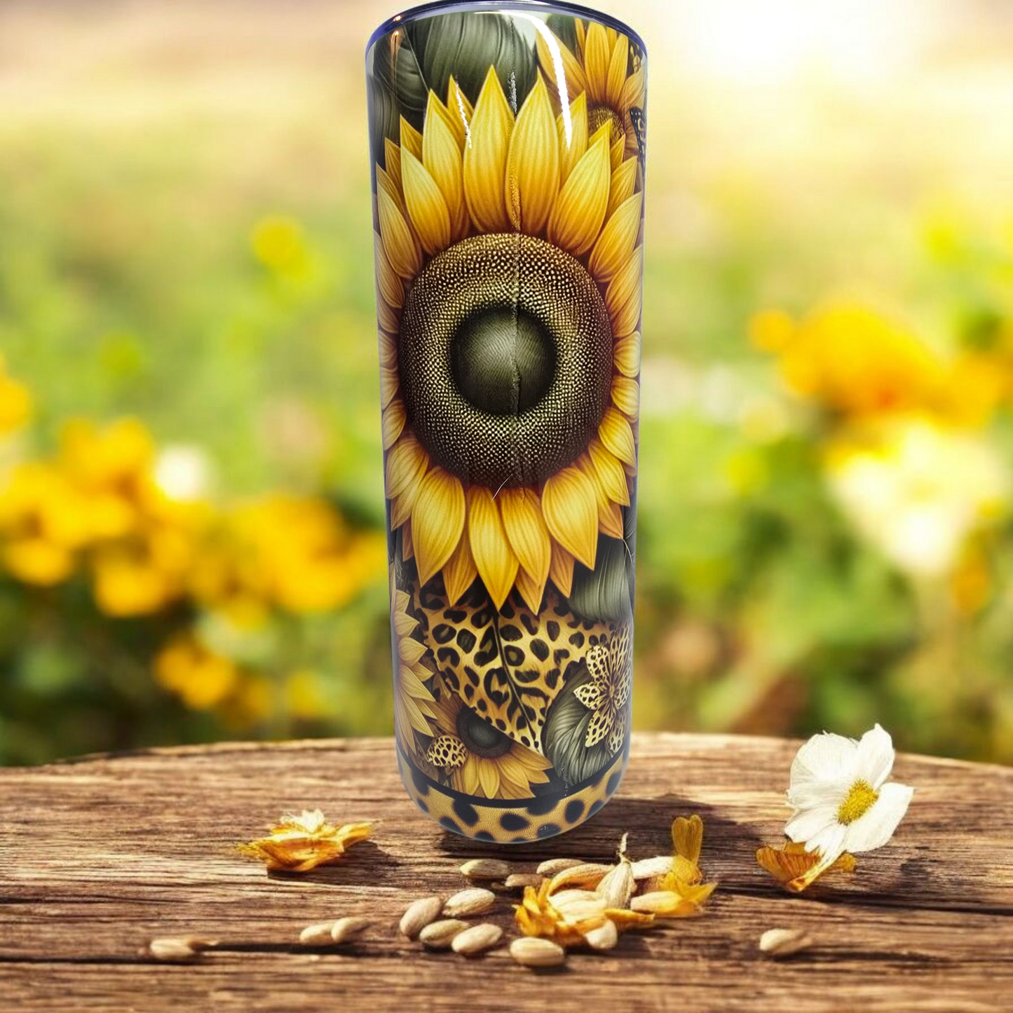 Sunflower with Catprint Butterflies- 20oz Tumbler
