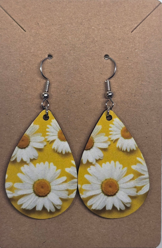 Daisies with Yellow Background Earrings