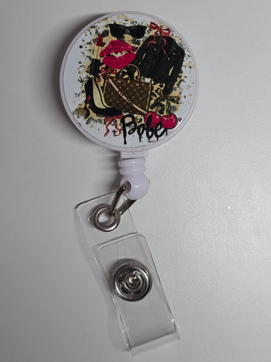 Jacket, Purse, Lips, Babe Retractable Badge Reel