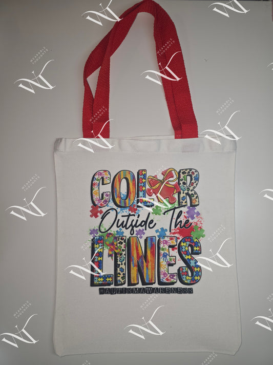 Color Outside the Lines #AutismAwareness- Canvas Tote Bag