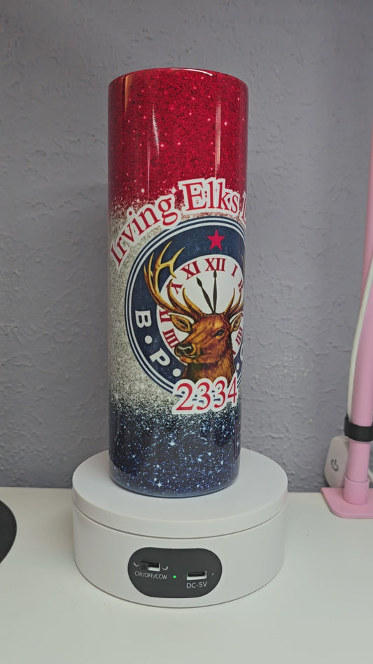 Red, White & Blue Elks Lodge 2334 with Custom Name - 20oz Tumbler